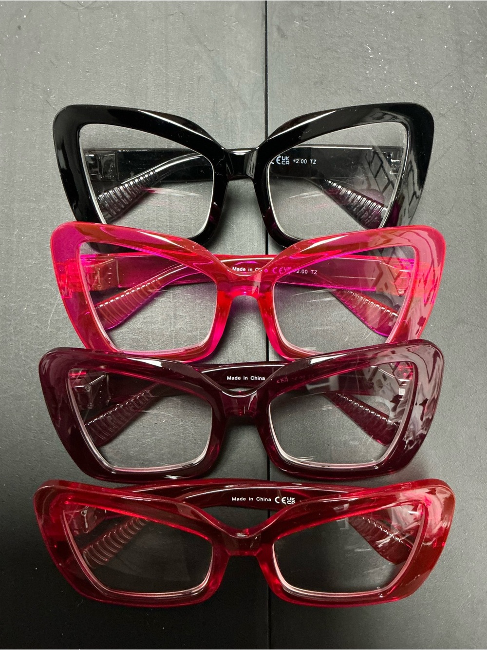 Bold Cat-Eye Women's Glasses in Deep - set of 4